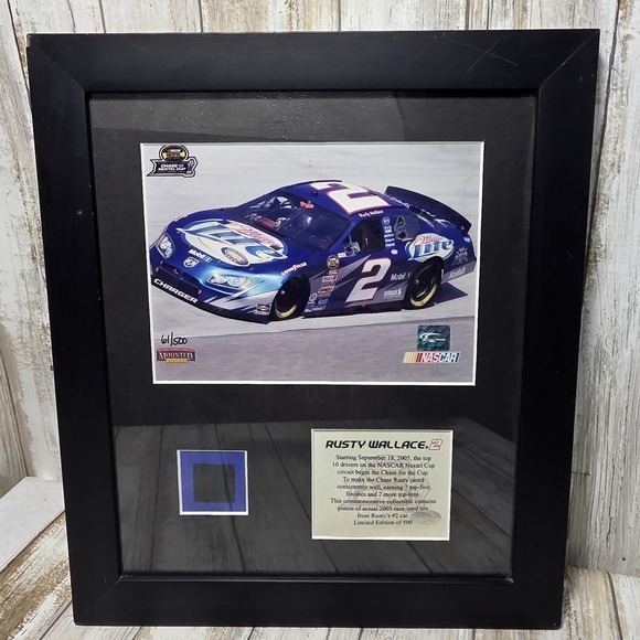 Mounted Memories Other - Rusty Wallace 2005 NASCAR Race Used Tire Relic Framed Limited Edition 61/500